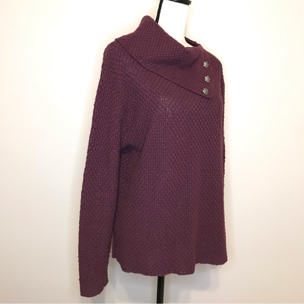 {SOLD} Gorgeous Coldwater Creek Cowl Neck Turtleneck Knit Sweater Leaves Buttons - Picture 12 of 15